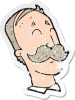 retro distressed sticker of a cartoon ageing man with mustache png