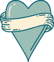 iconic tattoo style image of a heart and banner png