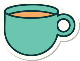 sticker of tattoo in traditional style of cup of coffee png