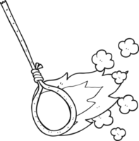 hand drawn black and white cartoon flaming noose png