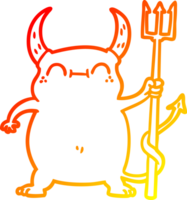 warm gradient line drawing of a cartoon little devil png