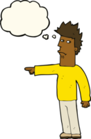 cartoon man pointing with thought bubble png