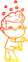 warm gradient line drawing of a cartoon excited man png