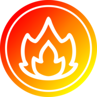 sencillo fuego circular icono con calentar degradado terminar png