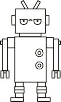 linje teckning tecknad serie av en irriterad robot png