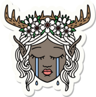 sticker of a crying elf druid character face png