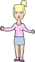 cartoon woman shrugging shoulders png