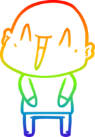 rainbow gradient line drawing of a happy cartoon bald man png