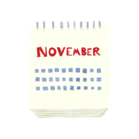 Hand retro Karikatur Kalender zeigen Monat von November png