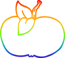 rainbow gradient line drawing of a cartoon juicy apple png