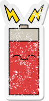 distressed sticker of a cute cartoon battery png