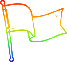 rainbow gradient line drawing of a cartoon white flag waving png