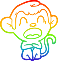 arc en ciel pente ligne dessin de une bâillement dessin animé singe png