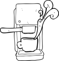 hand drawn black and white cartoon espresso maker png