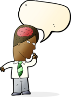 cartoon businessman with huge brain with speech bubble png