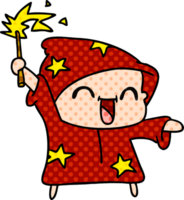 hand drawn cartoon of a happy little wizard png