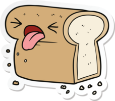 adesivo de um pedaço de pão com nojo de desenho animado png