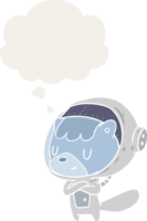 dessin animé astronaute animal avec pensée bulle dans rétro style png