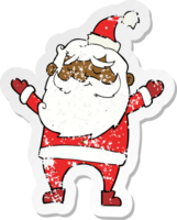 pegatina retro angustiada de una caricatura feliz santa claus png