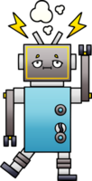 gradient shaded cartoon of a malfunctioning robot png