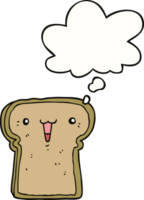 cute cartoon toast with thought bubble png