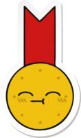 sticker of a cute cartoon gold medal png