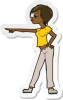 sticker of a cartoon woman pointing png