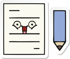 sticker of a cute cartoon test paper png