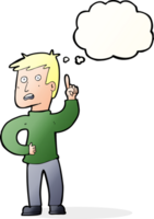 cartoon boy with idea with thought bubble png