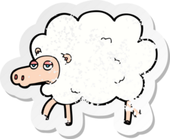 retro distressed sticker of a cartoon sheep png