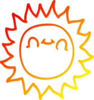 warm gradient line drawing of a cartoon happy sunshine png