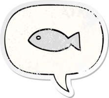 cartoon fish symbol with speech bubble distressed distressed old sticker png