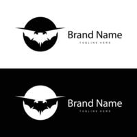 Simple black silhouette design bat logo illustration of a nighttime animal with a minimalist concept vector