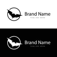 Simple black silhouette design bat logo illustration of a nighttime animal with a minimalist concept vector