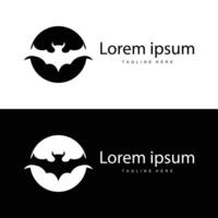 Simple black silhouette design bat logo illustration of a nighttime animal with a minimalist concept vector