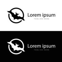 Simple black silhouette design bat logo illustration of a nighttime animal with a minimalist concept vector