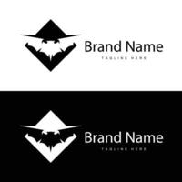 Simple black silhouette design bat logo illustration of a nighttime animal with a minimalist concept vector