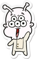 sticker of a happy cartoon alien png