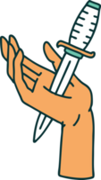 iconic tattoo style image of a dagger in the hand png