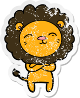 distressed sticker of a cartoon lion png