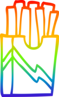 rainbow gradient line drawing of a cartoon fast food fries png