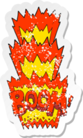 retro bedrövad klistermärke av en tecknad serie bom symbol png