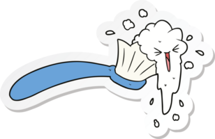 sticker of a cartoon toothbrush and toothpaste png