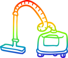 rainbow gradient line drawing of a cartoon vacuum hoover png