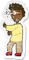 retro noodlijdende sticker van een cartoon doodsbange jongen png