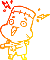 warm gradient line drawing of a undead monster creation man png