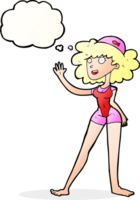 cartoon swimmer woman with thought bubble png