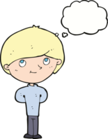 cartoon happy boy with thought bubble png