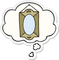 cartoon mirror with thought bubble as a printed sticker png