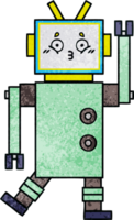 rétro grunge texture dessin animé de une robot png